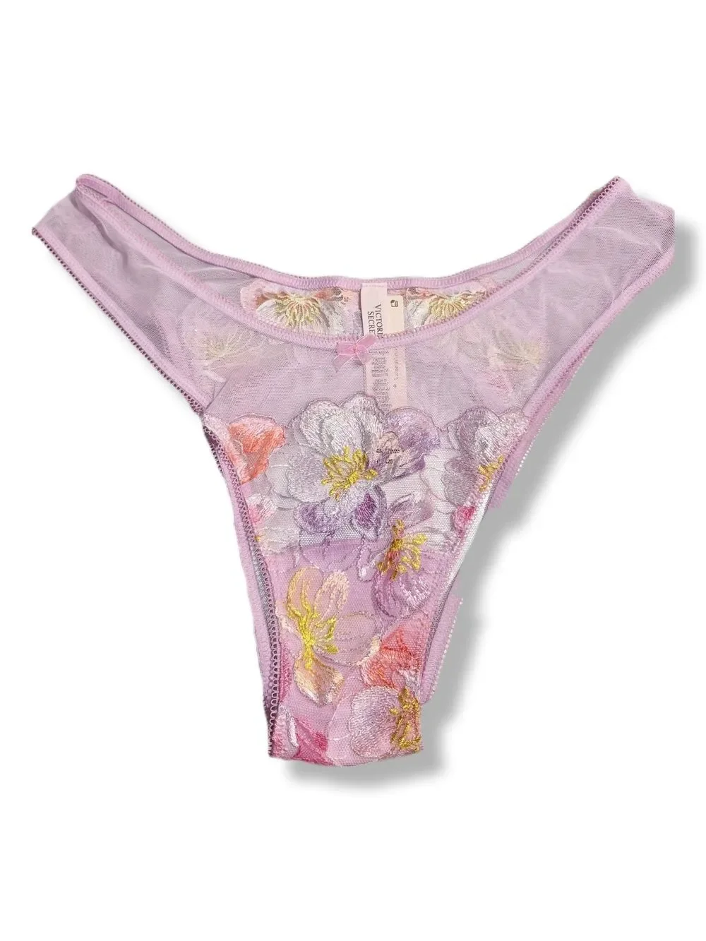 Victoria's Secret Lavender Pink Floral Sheer Thong
